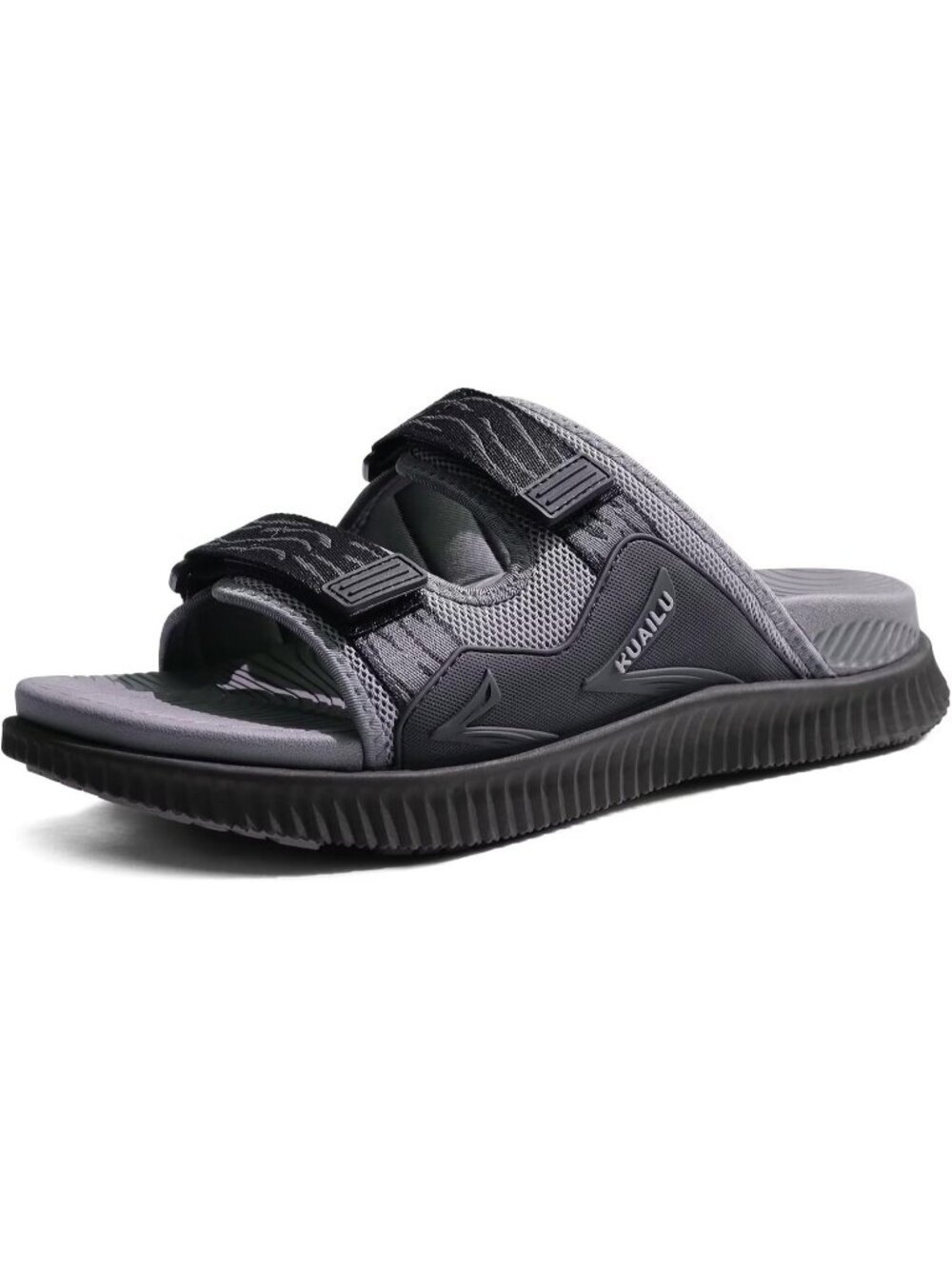 Men's Grey Athletic Thick Cushion Recovery Sport Slides Orthotic Sandal Shoes